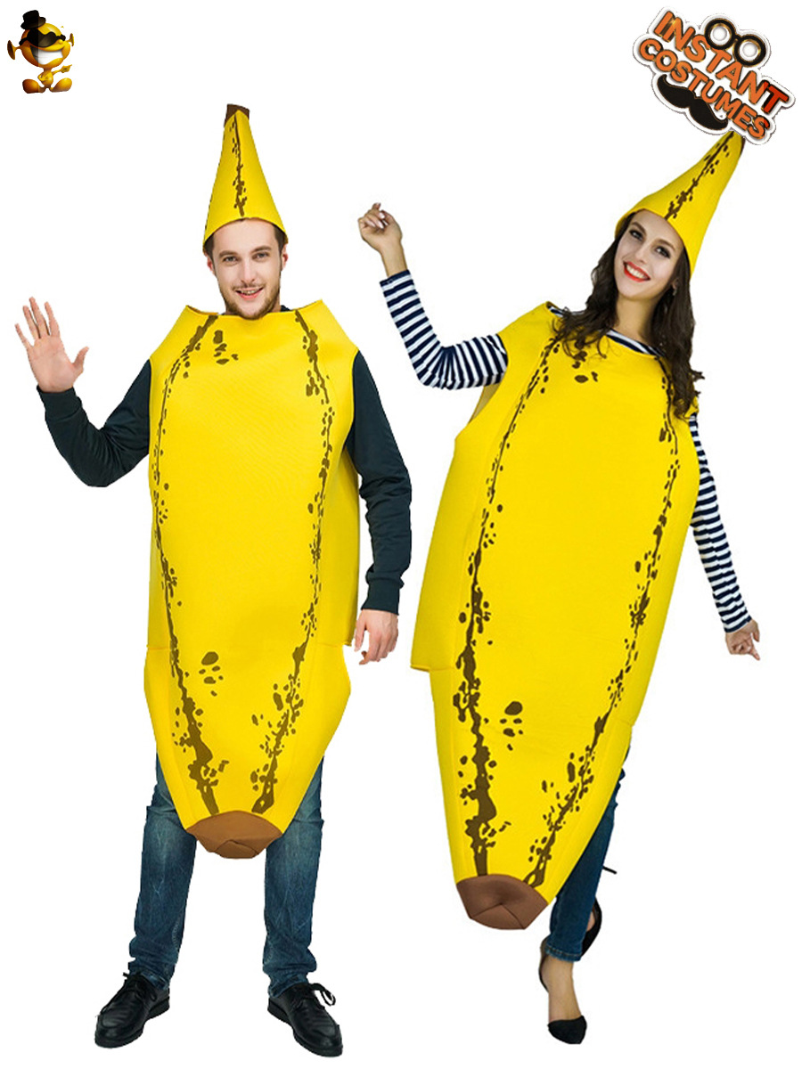 Disfraces divertidos de plátano para Halloween para adultos y niños, disfraces familiares, disfraces para parejas, disfraces de frutas para carnavales y espectáculos.