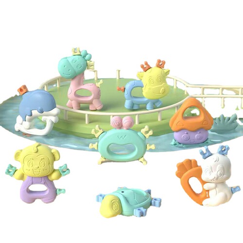 Baby and Toddler Teething Rings Rattles Set Toys for 0-1 Year Old Boys and Girls Soft Silicone Rattles