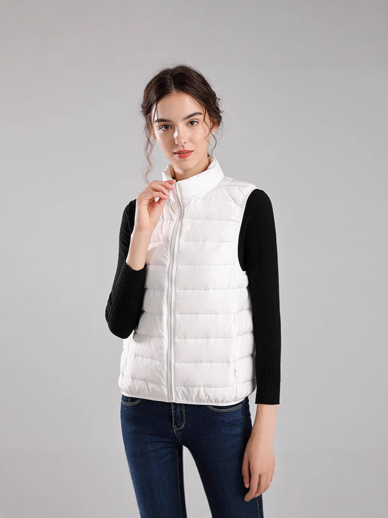 Nuevo chaleco de plumón ligero y delgado para mujeres corto collar delgado sin costuras en una chaqueta ligera de plumón revestimiento interior