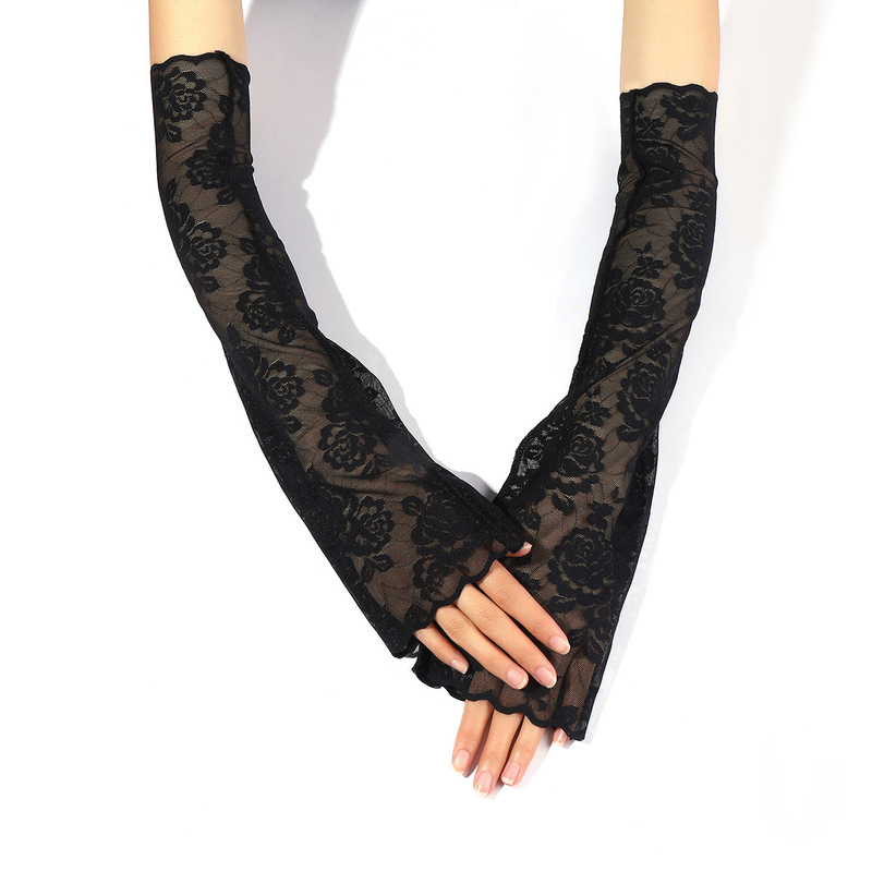 Summer New Lace Hollow Sunscreen Sleeves Outdoor Riding Driving UV-resistant Ice Silk Arm Sleeves Women's Ice Sleeves