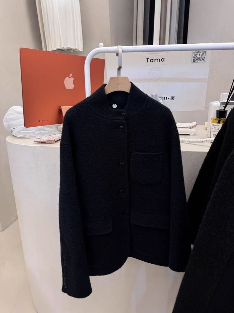 韓国eggスタンドカラーウールコート2025秋冬新作高級ラクダ毛両面カシミヤコートレディースショート丈