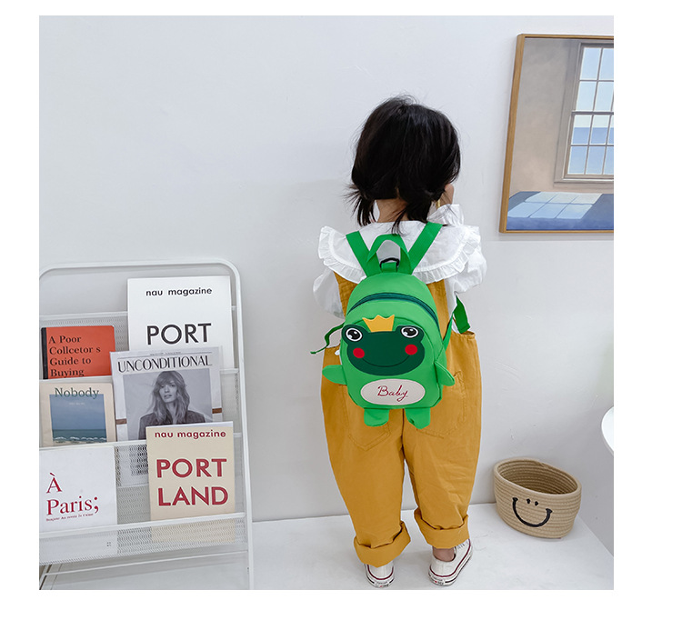 Kindergarten schoolbag for children, boys and girls, 1-3-5 years old, anti-wandering rope, cute frog, double-shoulder baby small backpack undefined