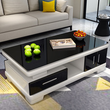 现代简约钢琴烤漆茶几桌钢化玻璃面家用客厅小户型茶几电视柜组合