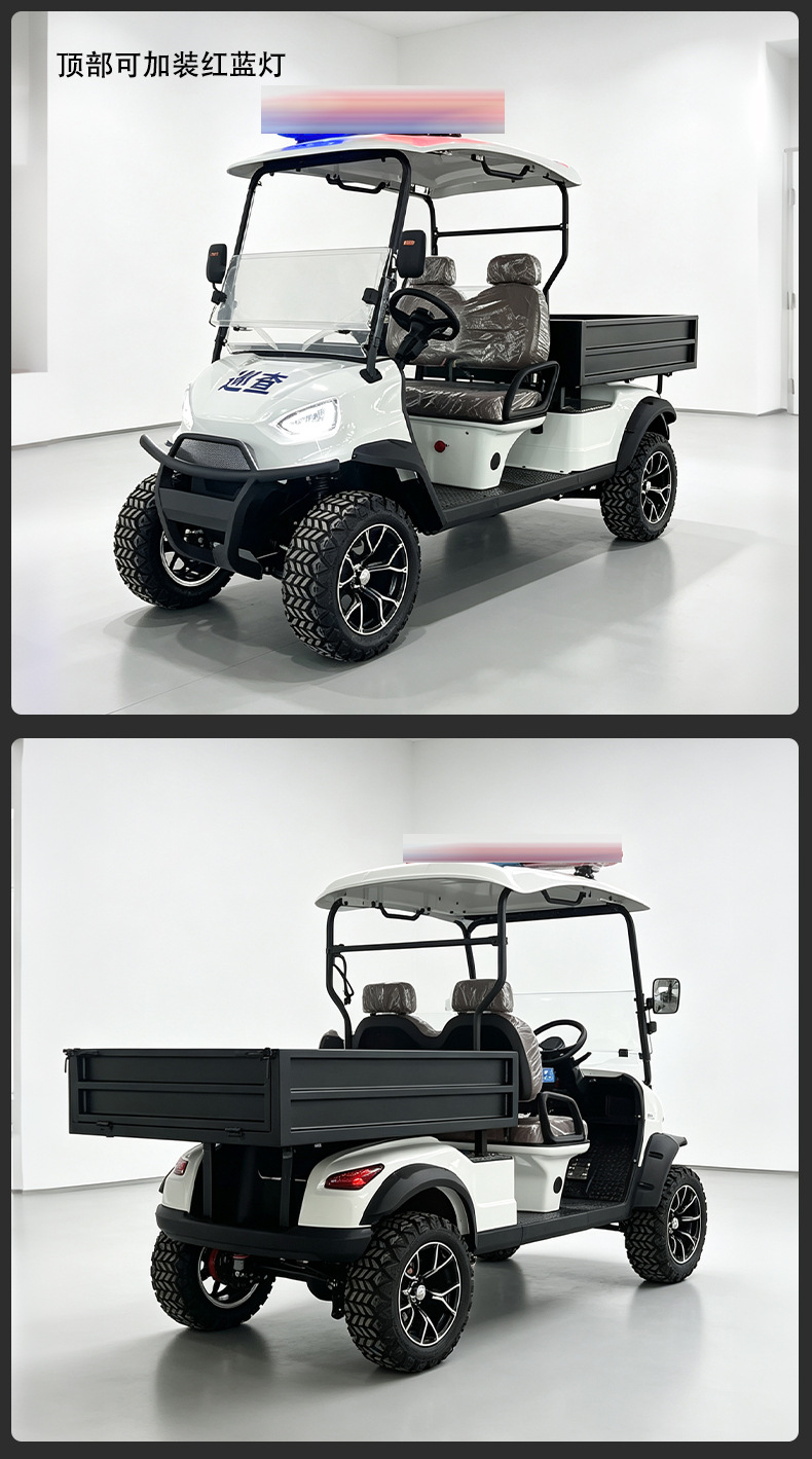 New model, two-seater golf cart powered by a lithium battery, off-road version, heavy-duty electric farm vehicle with hydraulic dump function