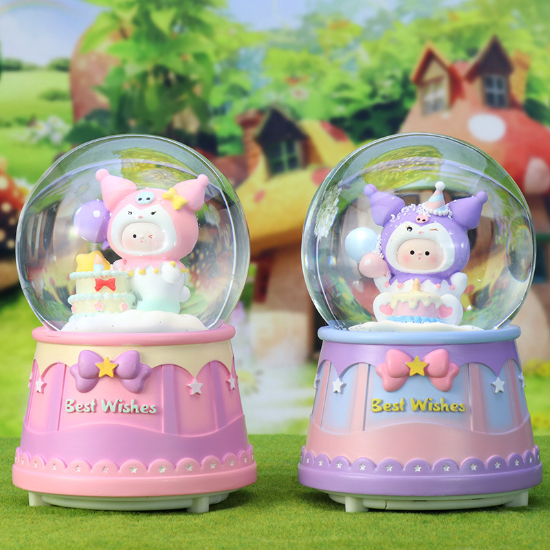 Cartoon multiple music luminous crystal ball automatically falling snow student gift ornaments creative birthday gift music box