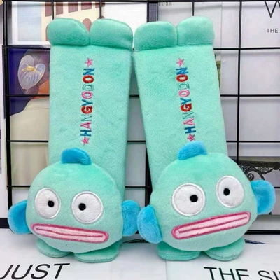 New Cute Car Seatbelt Shoulder Pad Cartoon 3D Plush Doll Head Protective Cover Seatbelt Shoulder Pad