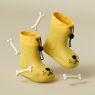 Happy Mary Children's Rain Boots Eva Drawstring Style Baby Water Shoes Soft One-Piece Molded Boys' Mid-Calf Rain Boots