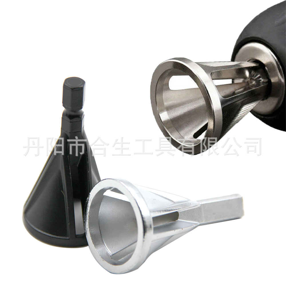 Nuevo biselador externo transfronterizo, desbarbado de acero de alta velocidad, mango triangular de tres hojas, mango hexagonal, taladro eléctrico negro dorado