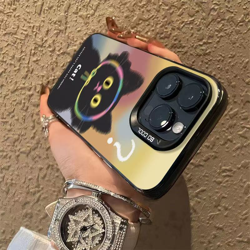 Misty Cat Adecuado para Apple 16Promax Funda para teléfono móvil Personalidad Yuan Qi Shell iPhone15/14/13 Europa y América 12