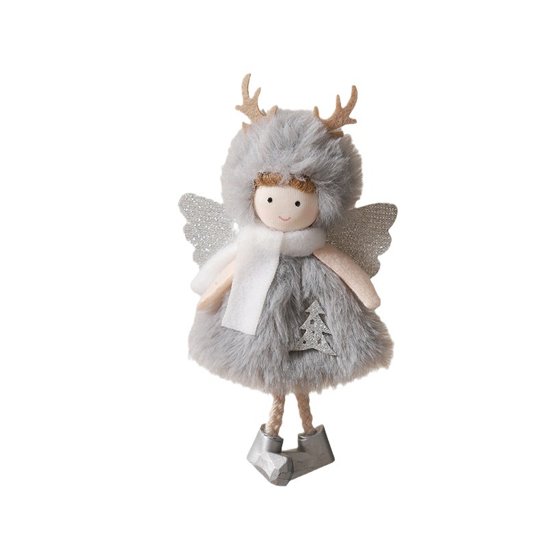 Nuevos productos transfronterizos Navidad angelito felpa creativo asta chica colgante colgante árbol de Navidad decoraciones navideñas