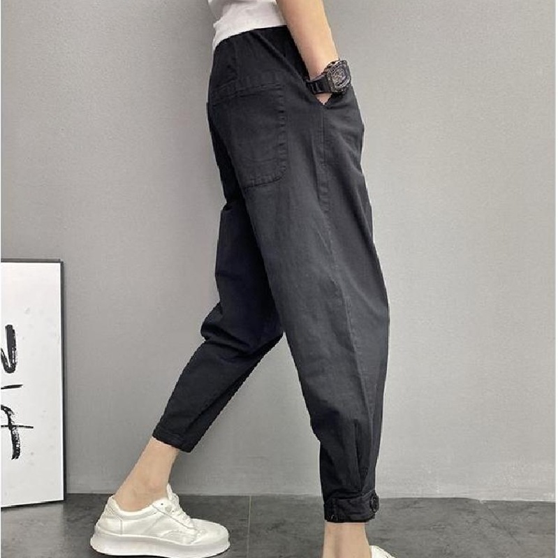 Pantalon décontracté d'été pour jeunes, en coton et lin, coupe ample avec petites jambes, pantalon pour homme de marque tendance chinoise en lin, 2024_voghion.com