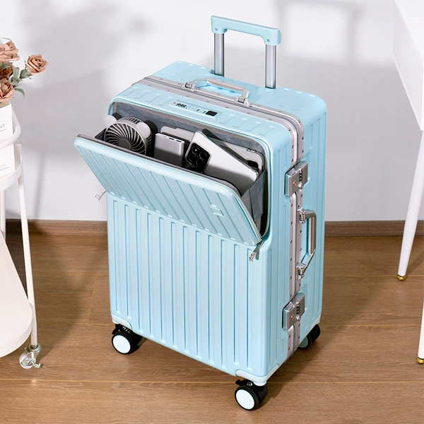 Blue front opening aluminum frame