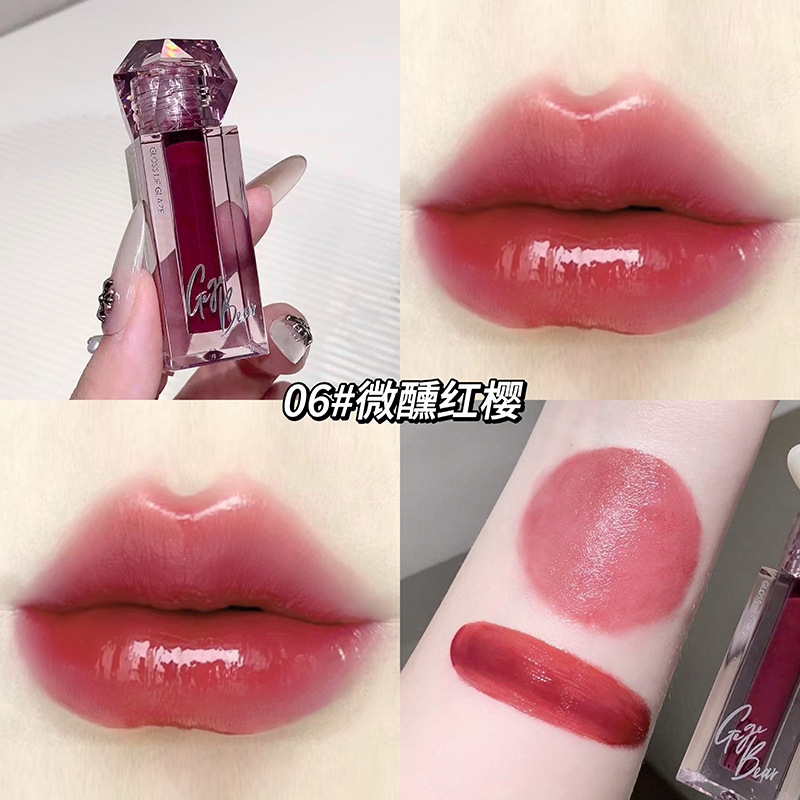 Gege bear cristal de diamante de agua esmalte labial brillante color duradero sin decoloración sin taza pura invierno otoño lápiz labial cosméticos