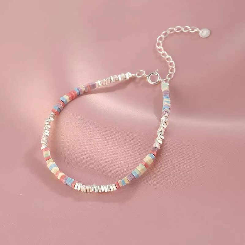 Colorful broken silver bracelet for women 2023 new trendy personalized anion oxide stone bracelet summer high-grade simple