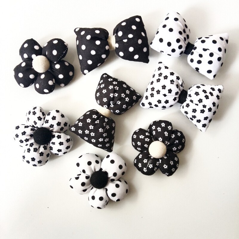 Aochuang Zhongdian Combination Series Internet Celebrity Fashion Polka Dot Cotton-Padded 3D Flower Children's Hair Clips and Hair Ties Set Shoes