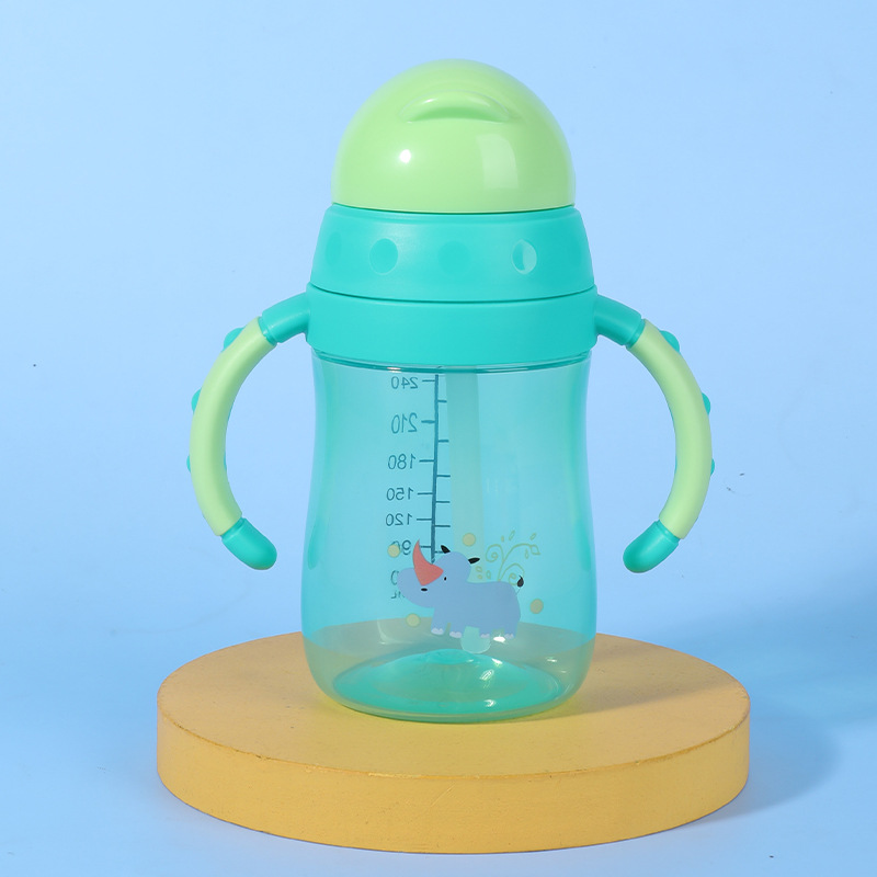 Taza de agua para niños de gran capacidad 270ml taza de cubierta deslizante con mango taza de bebida directa taza de paja de agua potable a prueba de goteo para bebés