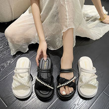 厚底凉拖鞋女夏外穿2024新款欧货松糕底半拖爆款踩屎感拖鞋女批发