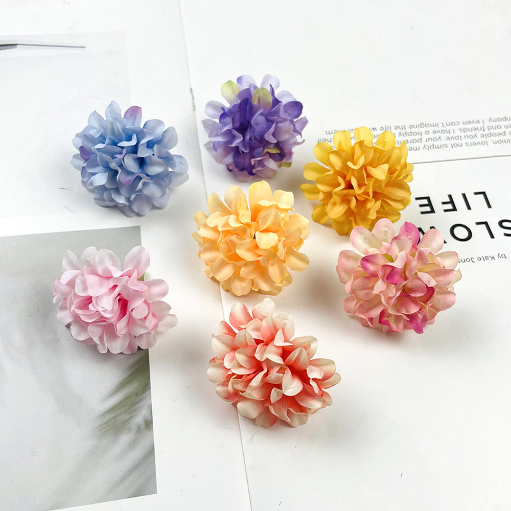 Simulación multicapa hortenida crisantemo cabeza DIY hecha a mano tocado material flor artificial decoración de la sala de bodas diseño de fondo de pared