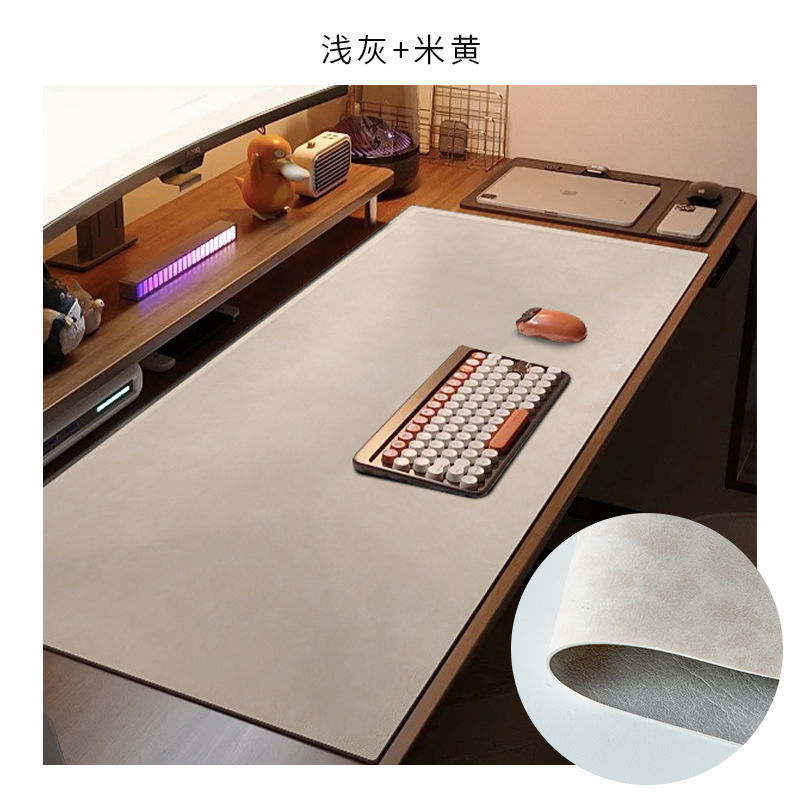 双面牛皮纹高端电脑办公桌垫复古牛皮鼠标垫免洗防水写字台桌布|undefined