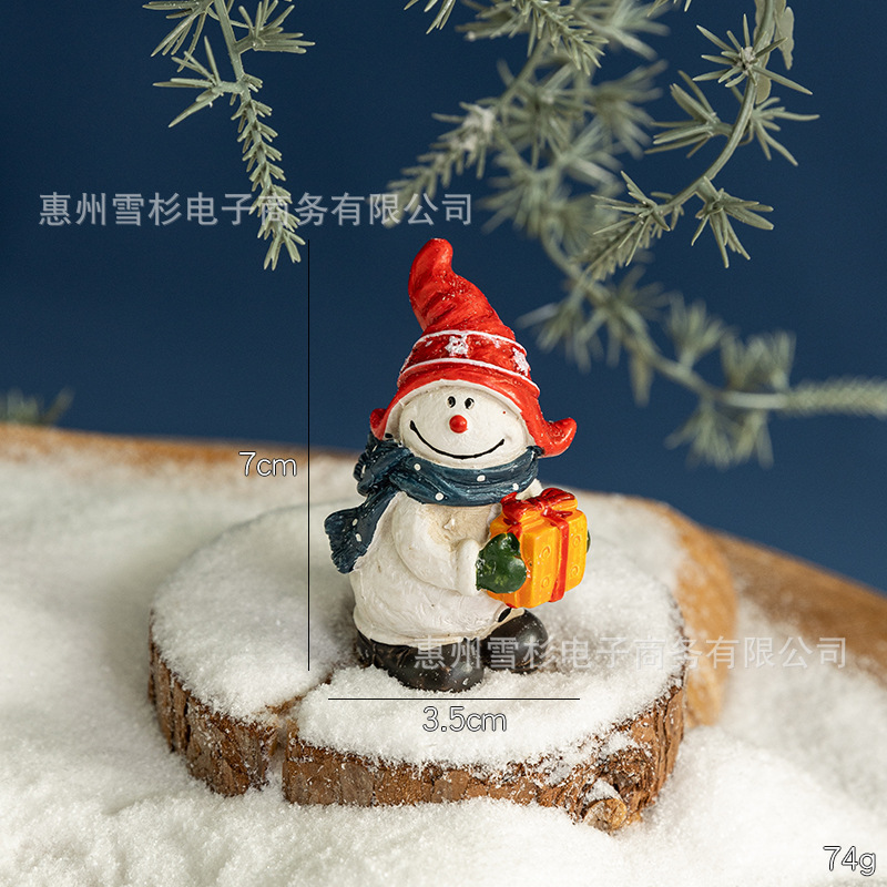 圣诞节树脂摆件装饰品复古铃铛雪人桌面包袱老人橱窗造景家居装饰|undefined