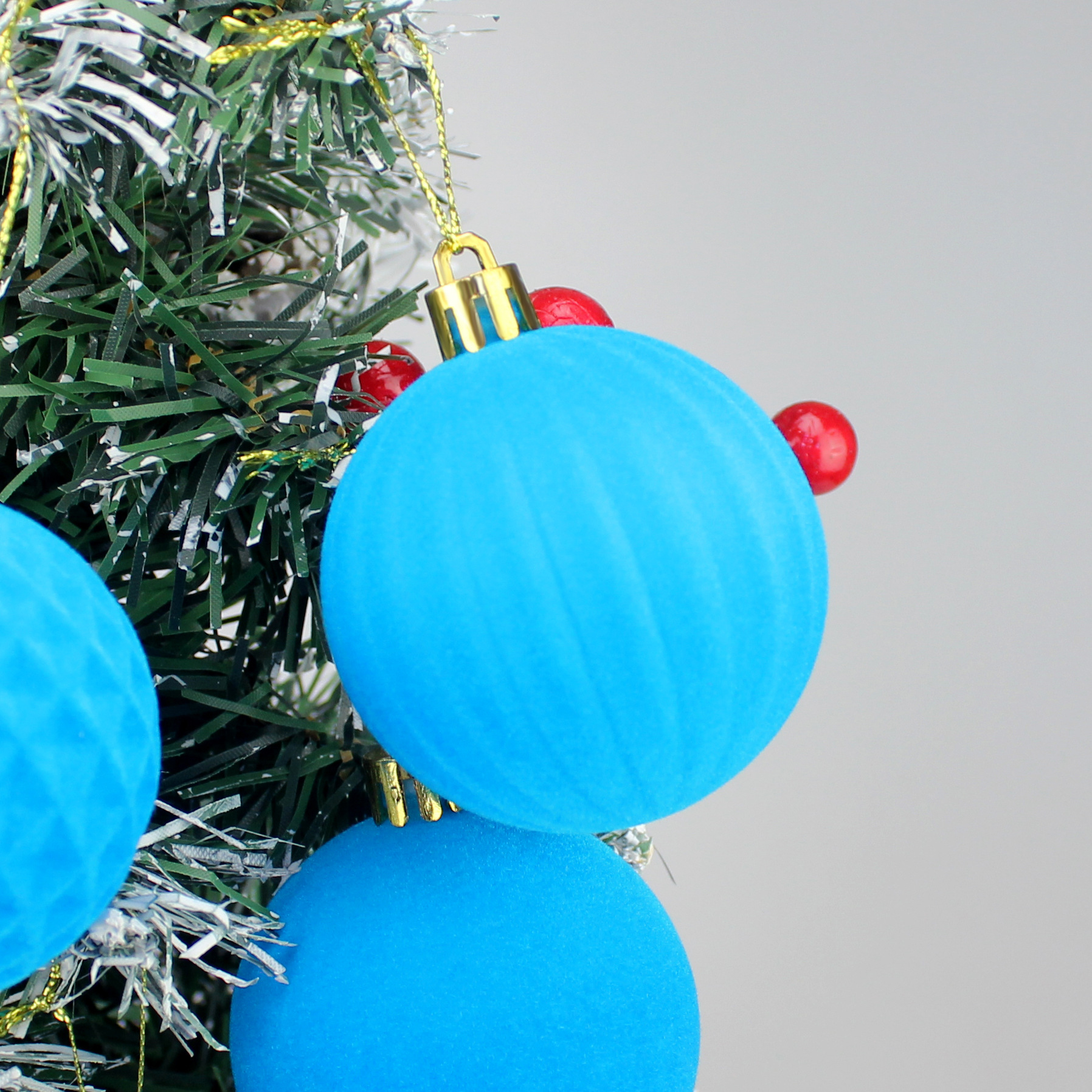 Bolas de Navidad flocadas 6CM / 12pcs flocadas bolas de Navidad decoraciones navideñas fábrica tienda directa Navidad
