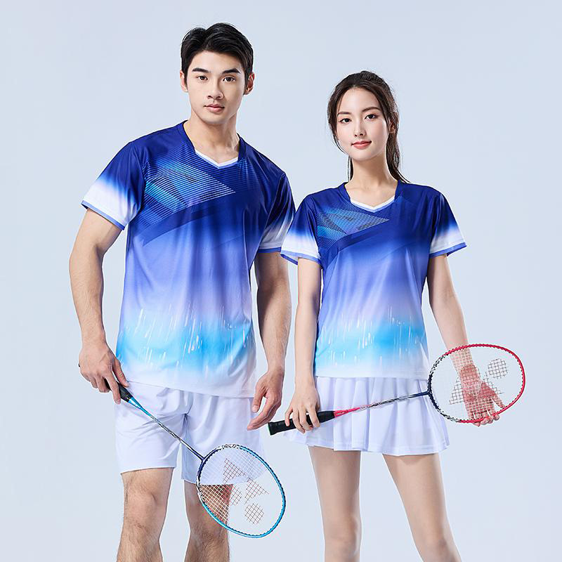 High-End Badminton Clothing Short-Sleeved Suit Corporate Competition Training Jersey Men's and Women's Group Purchase Printed Quick-Drying Tennis Team Uniform