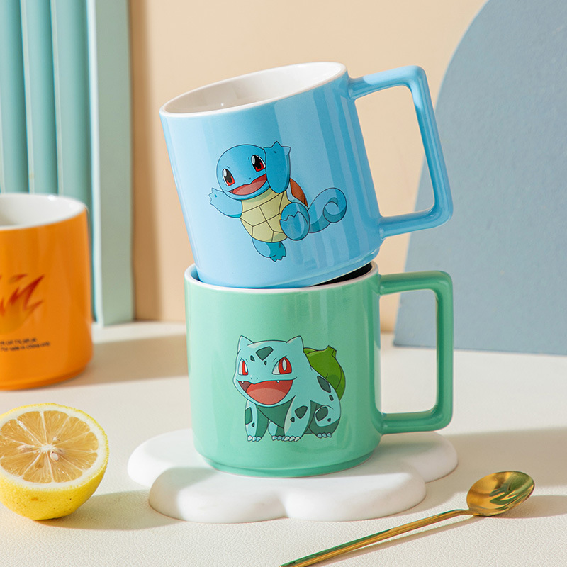 Taza de marca Pokémon, taza de agua creativa de dibujos animados Pikachu, taza de agua creativa de cerámica encantadora para niños