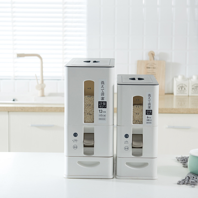 Cubo medidor de arroz estilo japonés, a prueba de insectos y humedad, con sello de silicona, apto para alimentos, cubo de almacenamiento para cocina y hogar, disponible para dropshipping. image 1