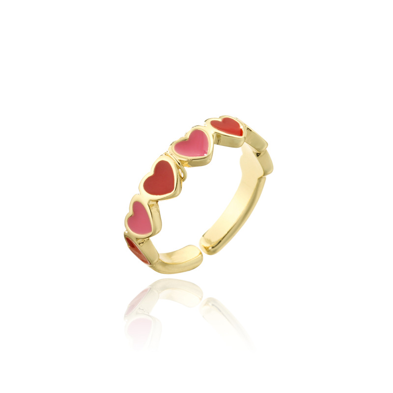 Nihaojewelry Großhandel Schmuck Verkupfert 18k Gold Tropfendes Herz Offener Ring display picture 2