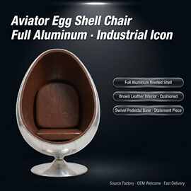 Aviator Egg Pod Chair铝皮铆钉蛋壳椅工业风360旋转太空舱单人椅
