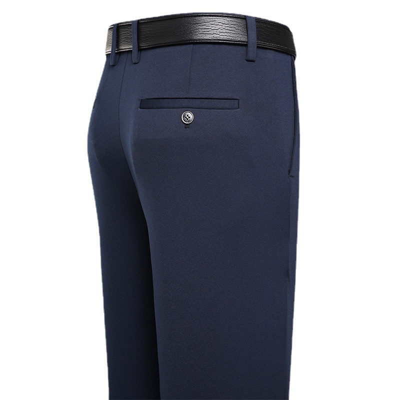 Verano en stock recto Four Seasons universal micro elástico de los hombres pantalones de traje casual de mediana edad y ancianos delgados gruesos Pantalones rectos de negocios al por mayor