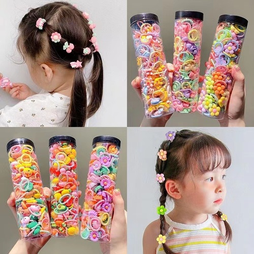 Korean version of children's accessories 100 cans of small rubber bands, cute headbands for girls to tie their hair without damaging the hair, hair ties and hair accessories