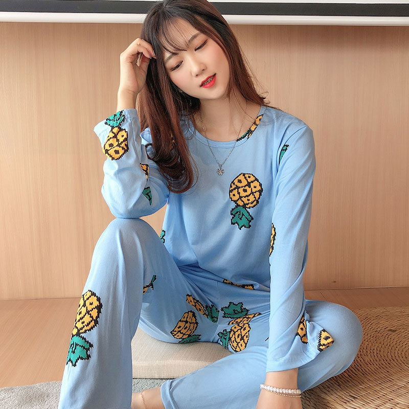 Long Sleeve Pajamas Women's Spring Autumn and Winter Plus Size Pajamas Women's Summer Korean Style Outer Wear Women's Pajamas Plus Fat Home Clothes suit