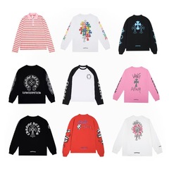 毒家版24SS新作CHクロクロ十字架馬蹄梵文プリント長袖男女クロスボーダー卸売り