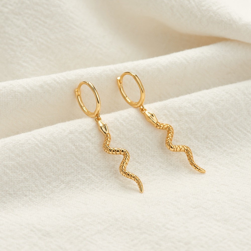 Simple Metal Copper Small Snake Earrings display picture 6