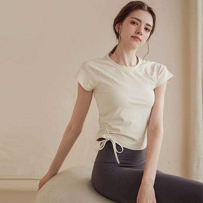 High-end Yoga Suit Women's Short-sleeved Tight Slim Sports Top Running Pilates Training Fitness Suit Summer