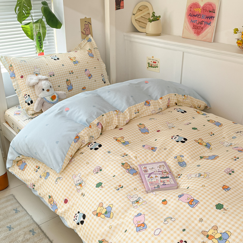 Ropa de cama de tres piezas de algodón para dormitorio de estudiantes universitarios, ropa de cama de algodón, funda de edredón, colchón de seis piezas, bolso de check-in