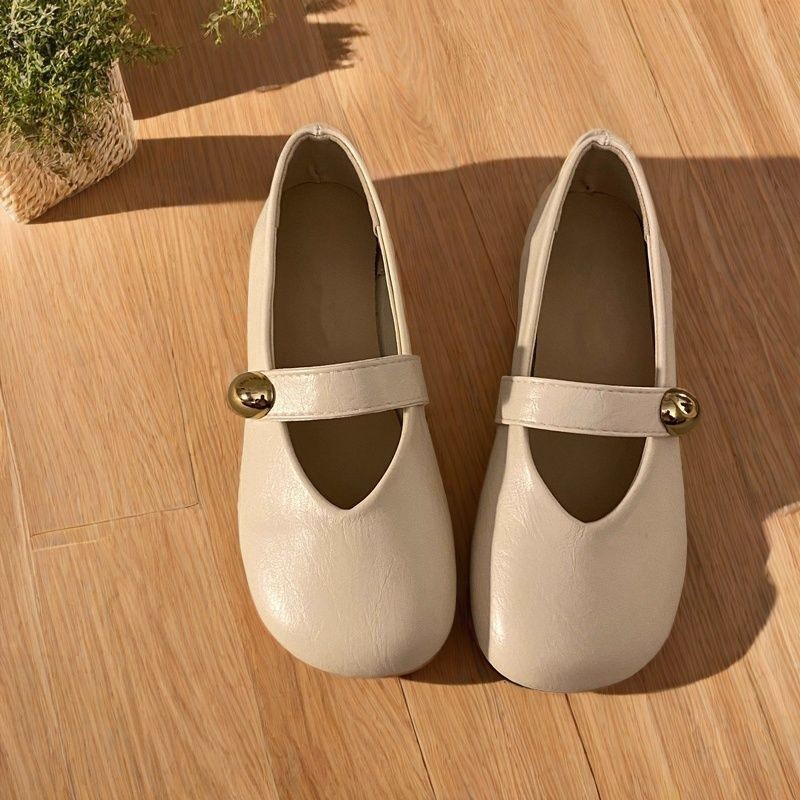 Zapatos franceses superficiales de un solo pie de verano 2026 nuevos zapatos Bean con cabeza redonda plana zapatos Mary Zhen