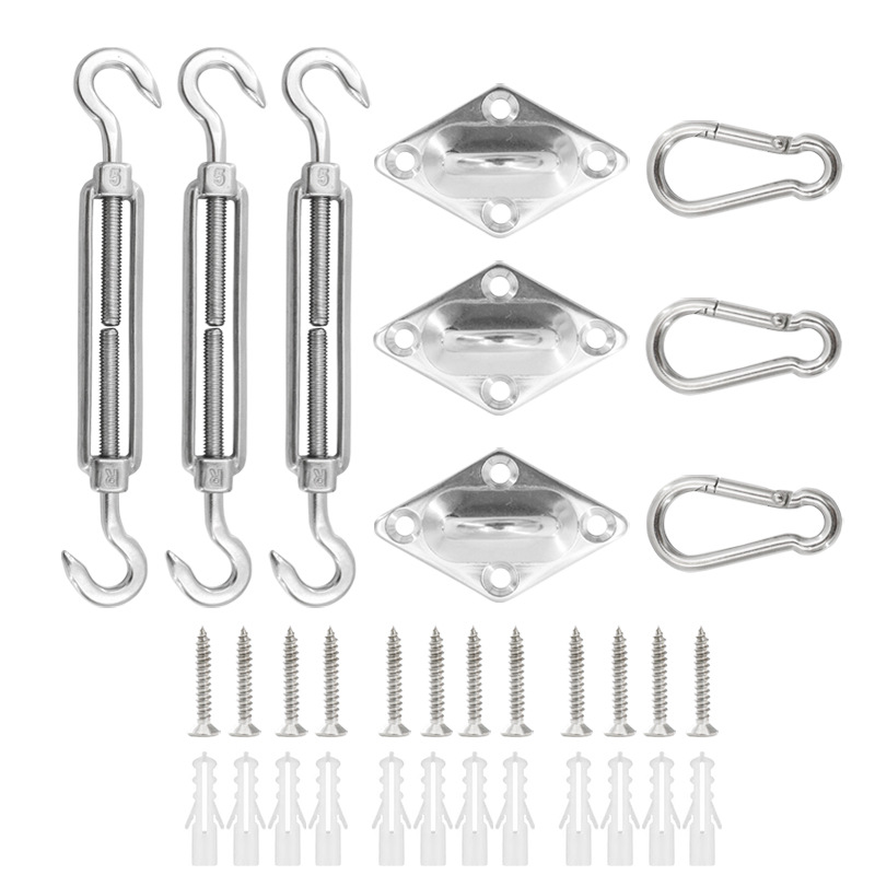 304不锈钢遮阳篷雨篷安装套件三角形户外遮阳帆安装套装33pcs