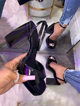 V 22577 Sexy Square Toe Ptform Sandals ���Û�Ь �W���L���