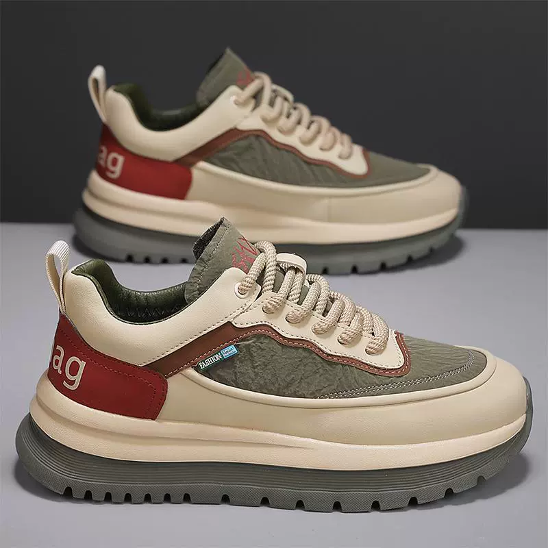 2025 новая весенняя мужская обувь корейская модная повседневная доска обувь на толстой подошве дикая сетка красная спортивная обувь для мужчин