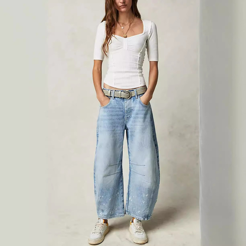 A large number of in stock 2024 cross-border Europe and the United States hot jeans women's low waist washed jeans K306