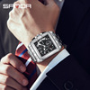 Men's steel belt, fashionable trend quartz watches, square fluorescence calendar, wholesale