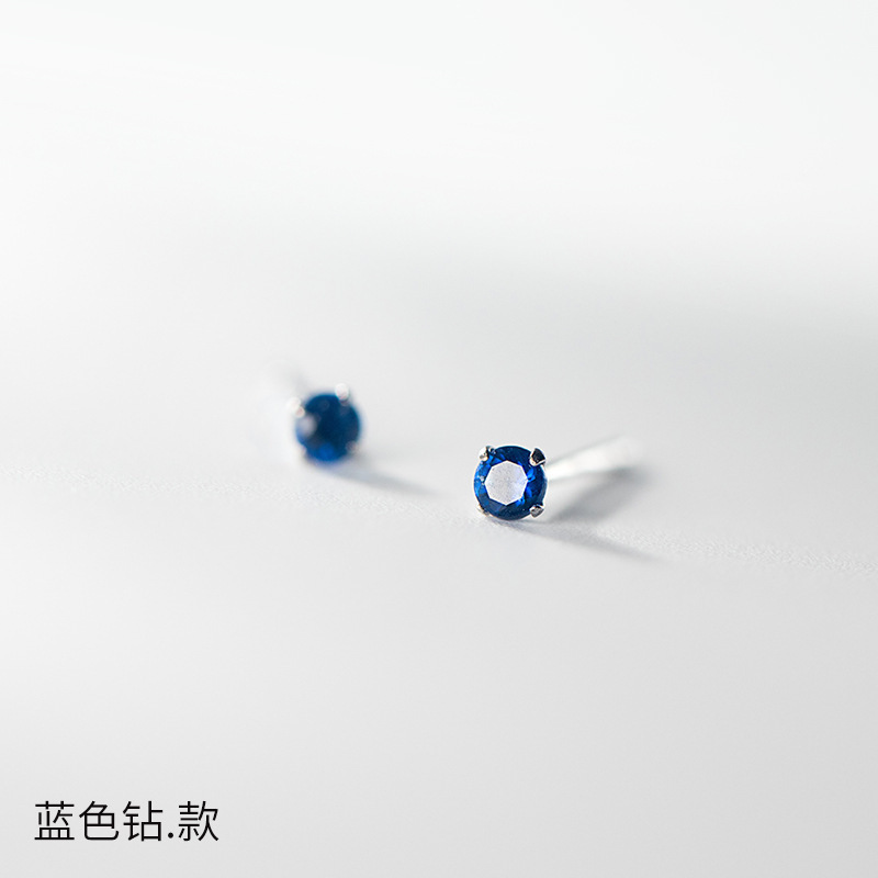 千亿少女#迷你超小水钻彩色S925纯银耳钉日韩女锆石养耳洞耳骨钉|undefined