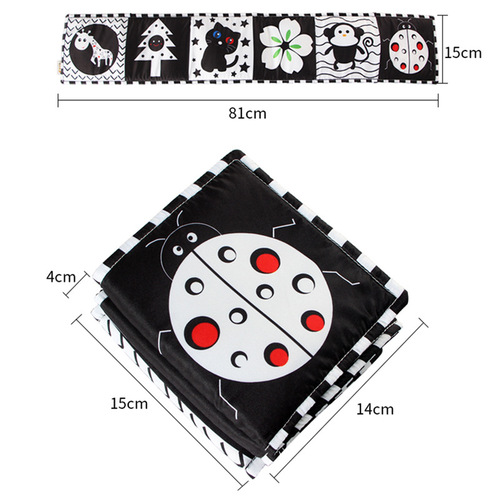 Baby bedside cloth book black and white cartoon animal bed hanging anti-kicking baby bedside baby toy