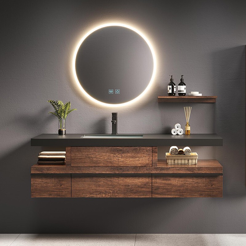 Light luxury Rock plate wash table integrated basin bathroom bathroom cabinet wash basin wash basin wash basin cabinet simple combination Light luxury Rock plate wash table integrated basin bathroom bathroom cabinet wash basin wash basin wash basin cabinet simple combination