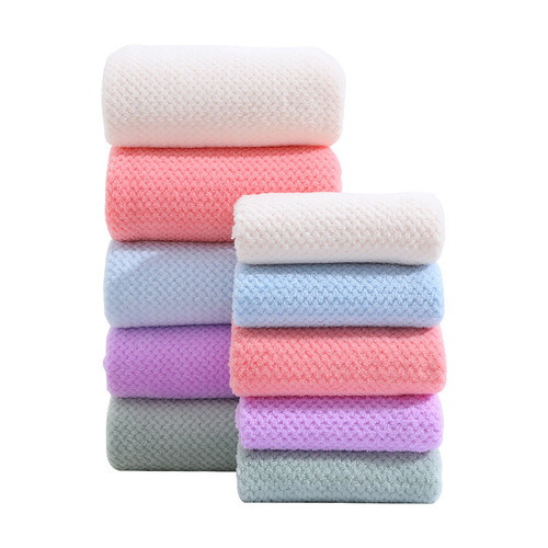 Supply pineapple pattern bath towels set, coral fleece reversible two-piece set soft absorbent bath towels no shedding