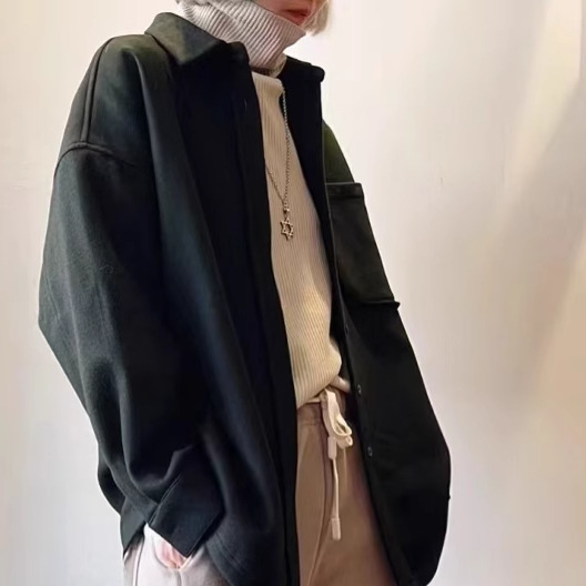 (2개) 카디건 빈티지 칼라 캐주얼 한국 스타일 우아한 느슨한 재킷
