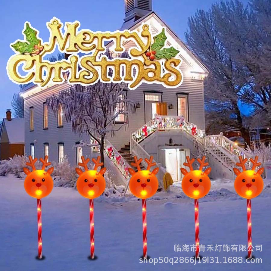 (2개) 국경 간 태양 에너지 직접 공급 크리스마스 캔디 바닥 조명 롤리팝 조명 바닥 목발 조명 휴일 장식 잔디 조명