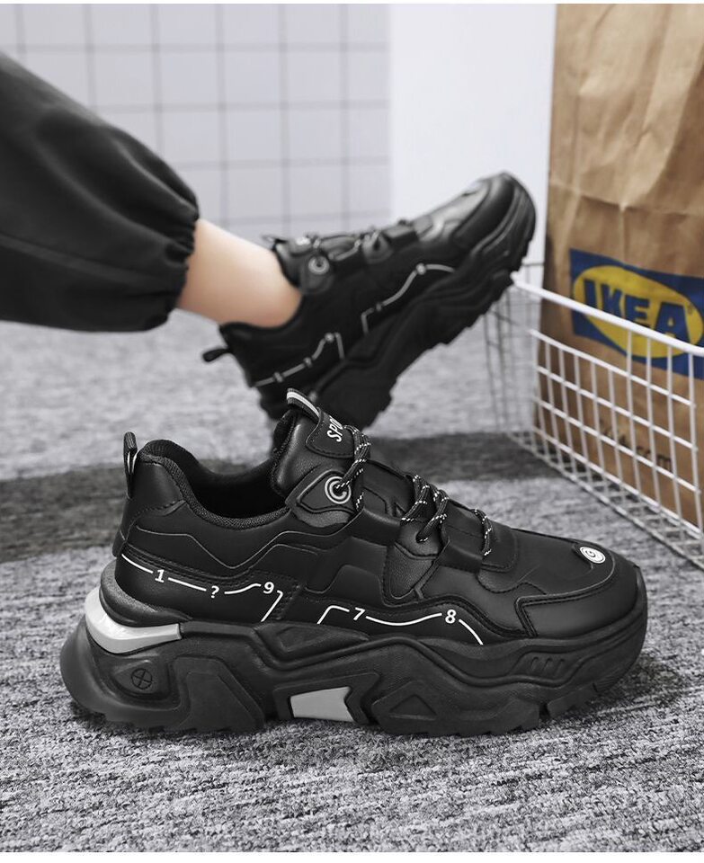 Giày sneaker nam da tổng hợp đế cao su gót thấp 1-3 cm, giày thể thao chạy bộ đế mềm tăng chiều cao — CCC10 màu trắng, CCC10 màu đen chi tiết 19